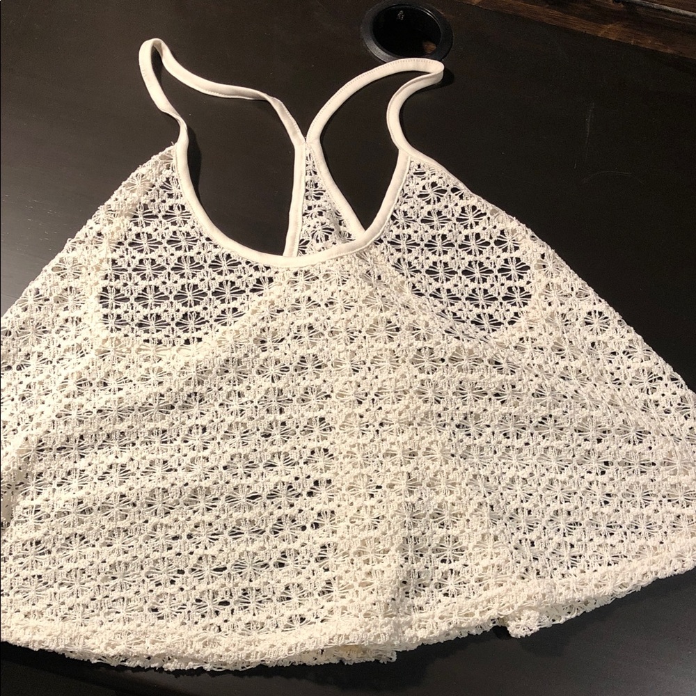 White Crochet Lace Tank Top pink Victoria Secret